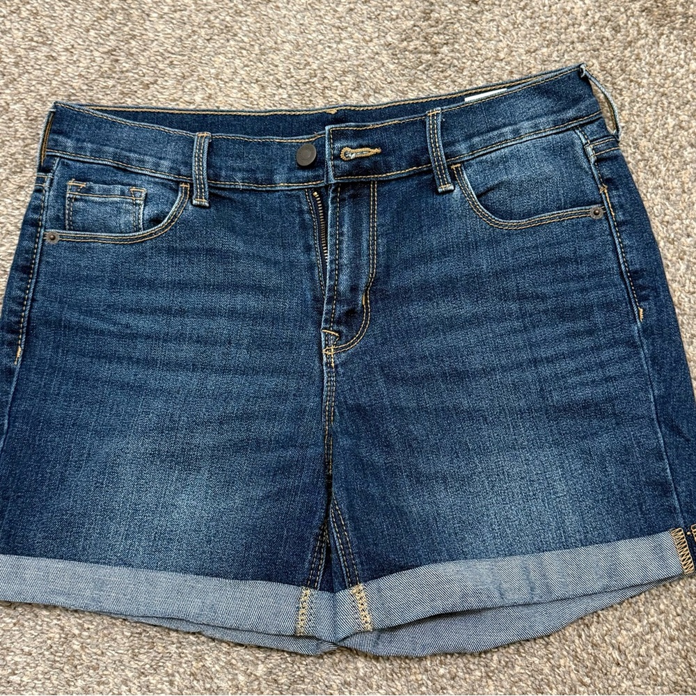 Old Navy Dark Blue Denim Roll-Hem Jean Shorts